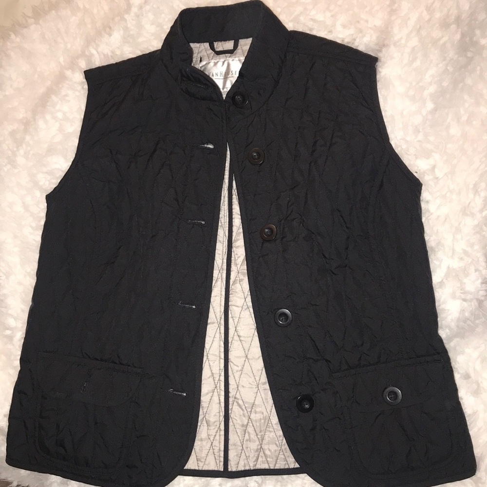 Van-Heusen Button Up Vest Navy Cream